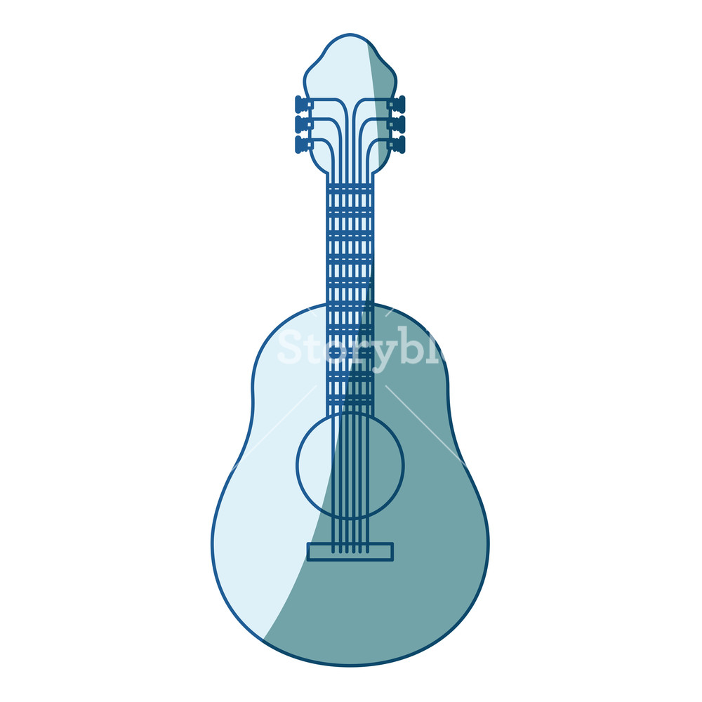 1000x1000 Blue Shading Silhouette Of Acoustic Guitar Vector Illustration
