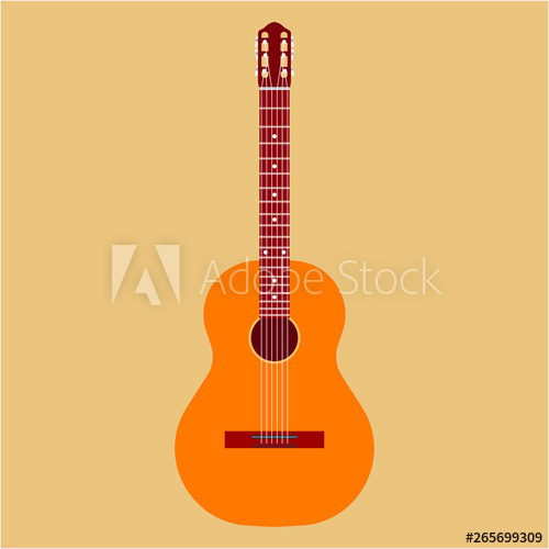 500x500 Acoustic Guitar Vector Illustration Icon Music Art Classic