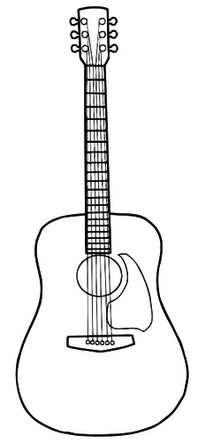 224x500 Simple Line Art Vector Image Of Acoustic Guitar Art Guitar