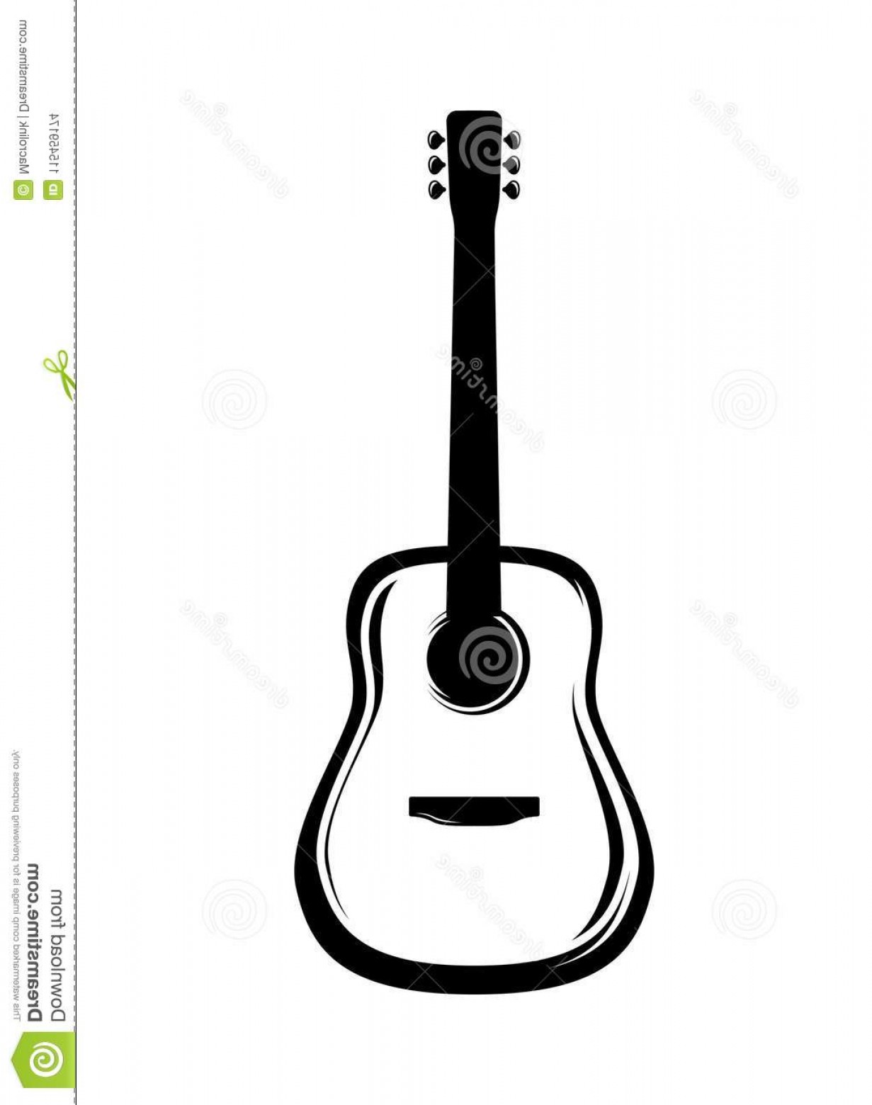 1231x1560 Vector Illustration Acoustic Guitar Vector Outline Acoustic Guitar