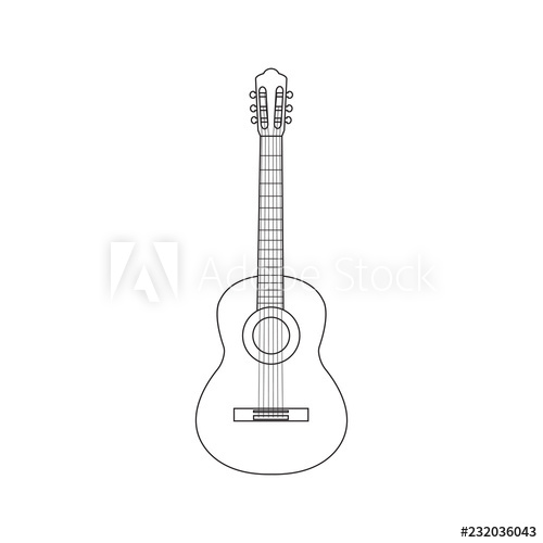 500x500 Vector Illustration Of Outline Guitar Vector Acoustic Guitar