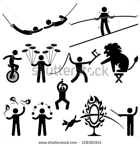 450x470 Circus Performers Acrobat Stunt Animal People Man Stick Figure