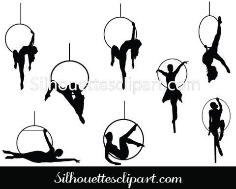 480x384 Hoop Acrobat Woman Silhouette Sports Silhouette Vector