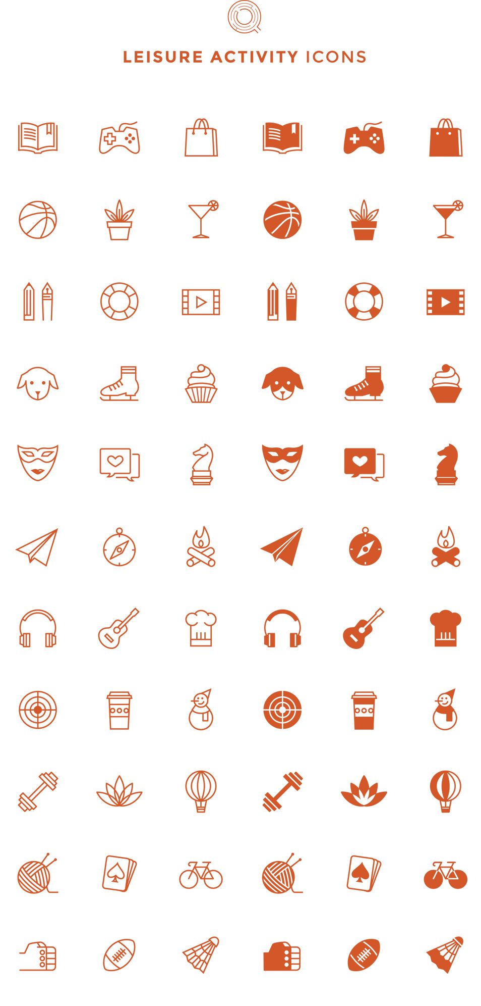 954x1992 Free Line Filled Leisure Activity Icons Iconic Flat Design