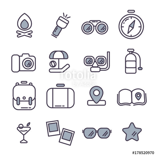 500x500 Set Of Travel Activity Icon Vector Illustration Stock Image