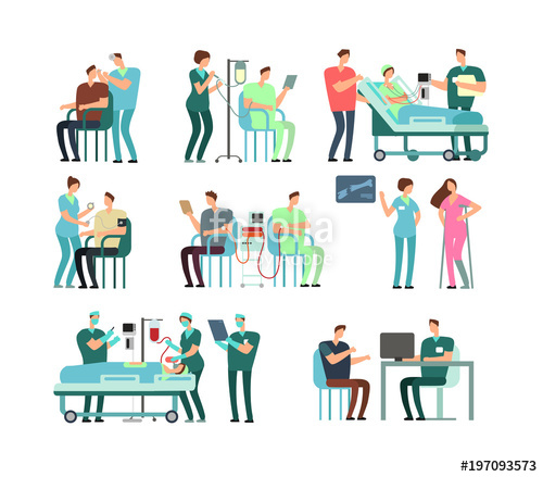 500x439 Doctors, Medical Nurse And Patients In Hospital Activity Vector