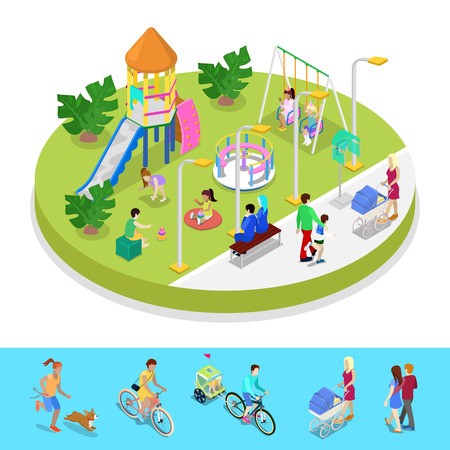 450x450 Isometric City Park Composition With Children Playground