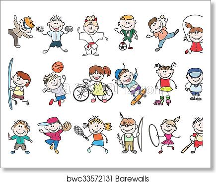 435x370 Kids Sport Activity Vector, Art Print Barewalls Posters Prints