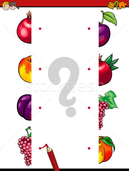 451x600 Match The Fruit Halves Activity Vector Illustration Igor