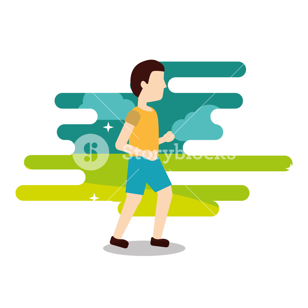 1000x1000 Sport Man Walking Training Activity Vector Illustration Royalty