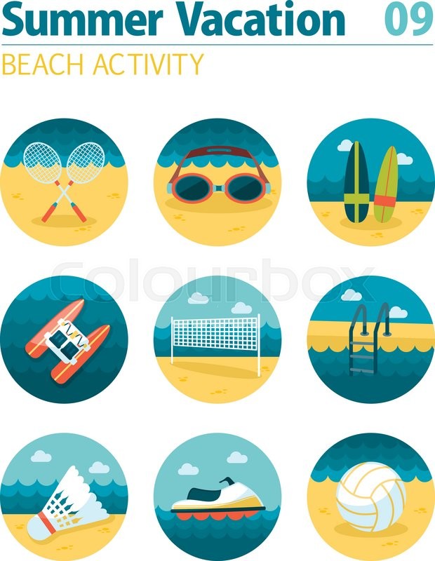 620x800 Beach Activity Vector Icon Set Summer Stock Vector Colourbox