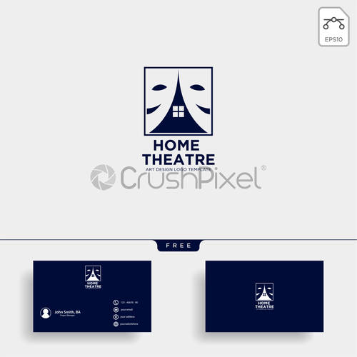 500x500 Home Theater Mask Actor Logo Template Vector Icon Element, Stock