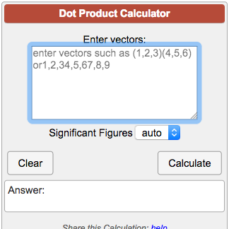 324x324 Dot Product Calculator