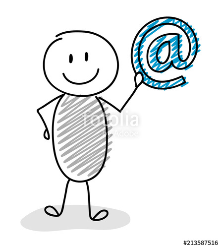 446x500 Cartoon Stickman Holding Email Address Icon Vector Stock Image