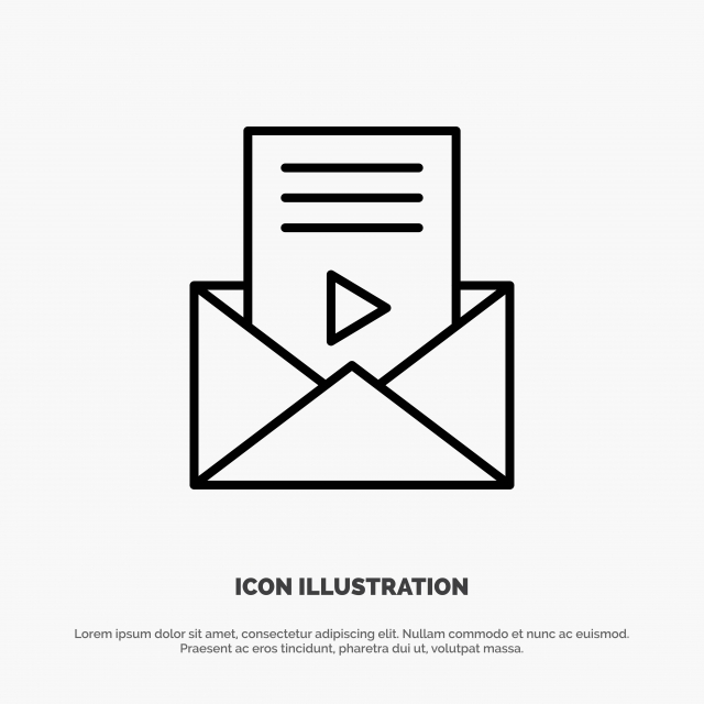 640x640 Mail Message Sms Video Player Line Icon Vector, Address, Ancient