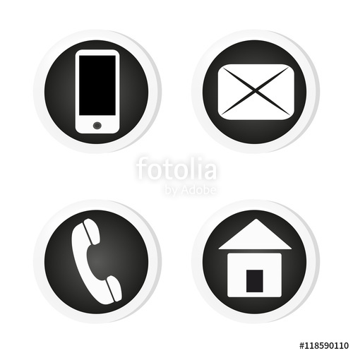 500x500 Vector Contact Buttons Email, Phone, Mobile, Address, Icons