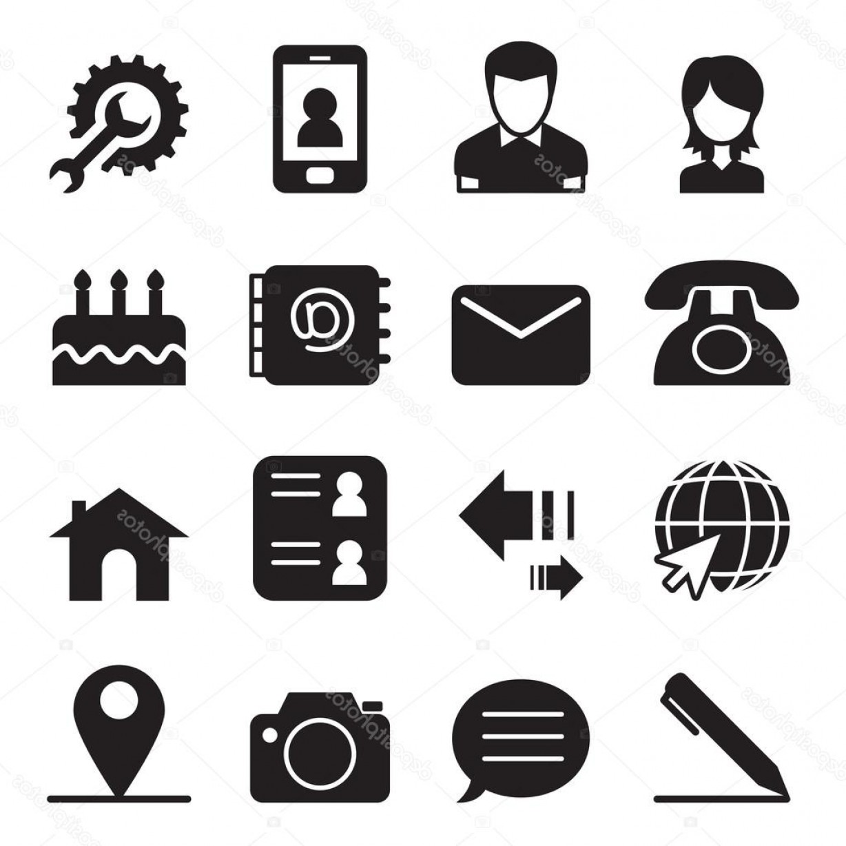 1228x1228 Stock Illustration Contact Address Icons Set Vector Soidergi