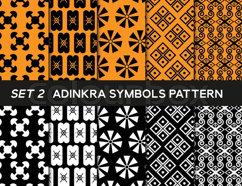 800x617 Set Seamless Patterns Adinkra Symbols Stock Vector Colourbox