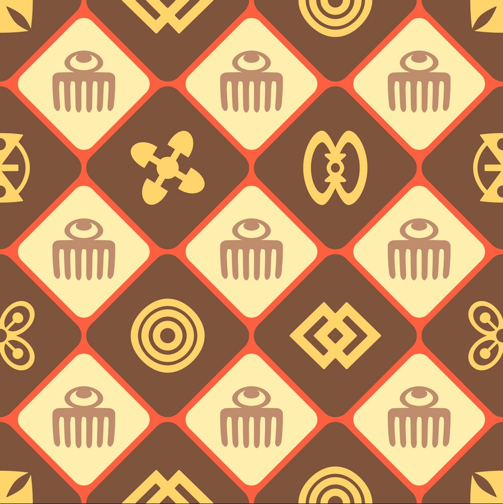 1000x1001 Seamless Background With Adinkra Symbols Vector