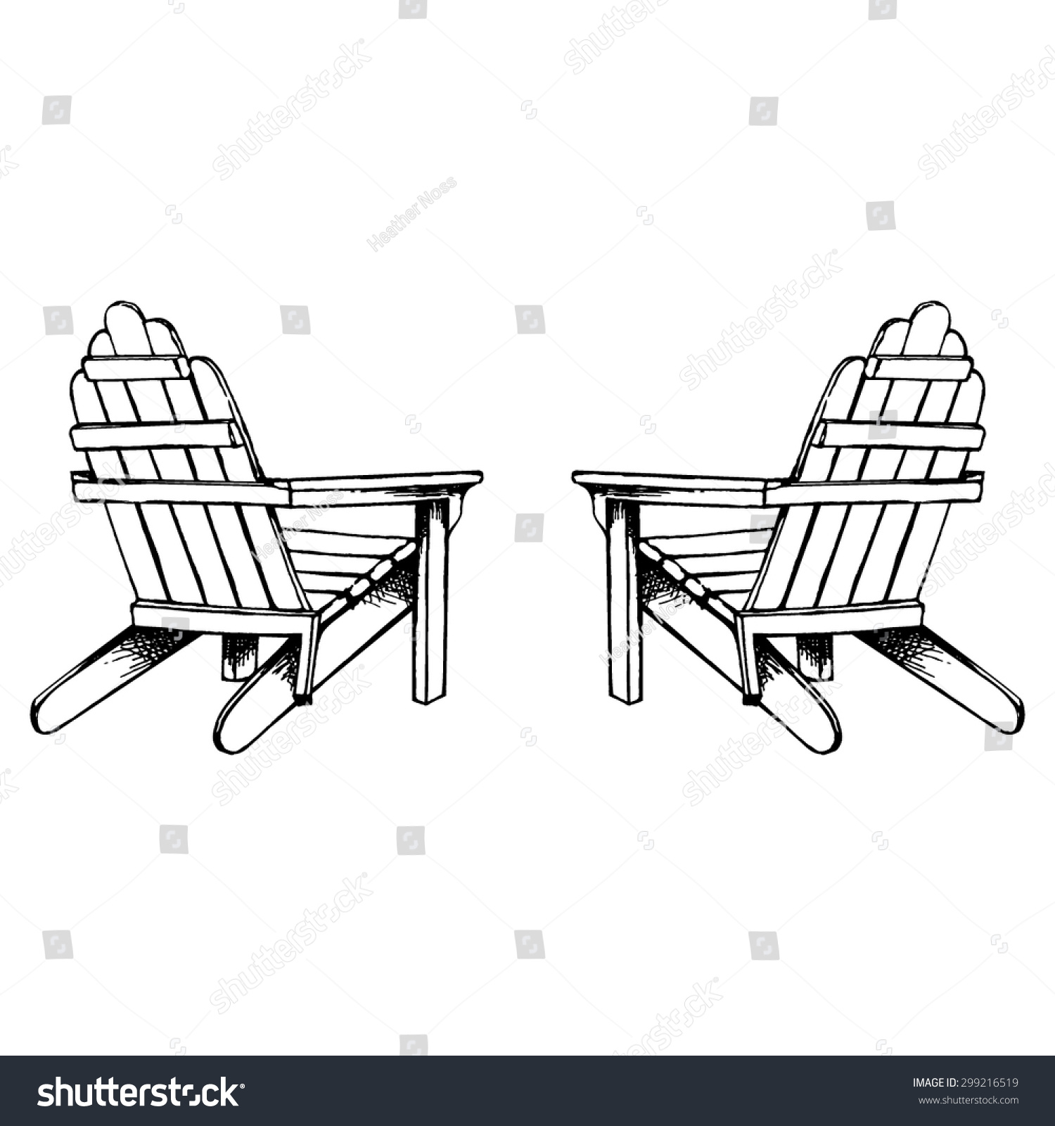 Adirondack Chairs Hand Sketch Stock Vector Log 1500x1600 Adirondack Chairs Hand Sketch Stock Vector Log