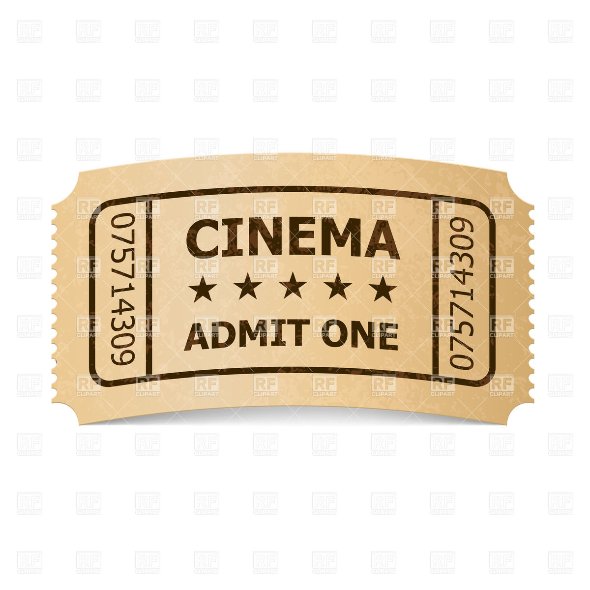 1200x1200 Retro Style Cinema Ticket Vector Image Of Objects Dvarg