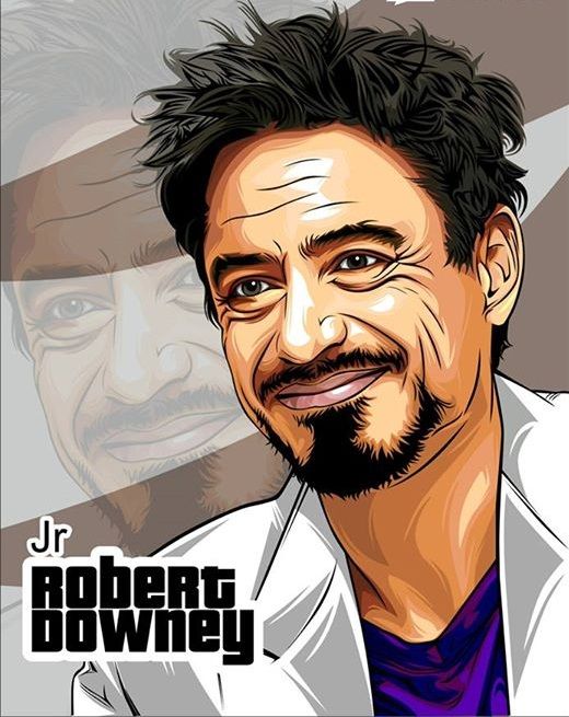 Robert Downey Jr In Vector Art Face Portrait In Vector Art 520x655 Robert Downey Jr In Vector Art Face Portrait In Vector Art