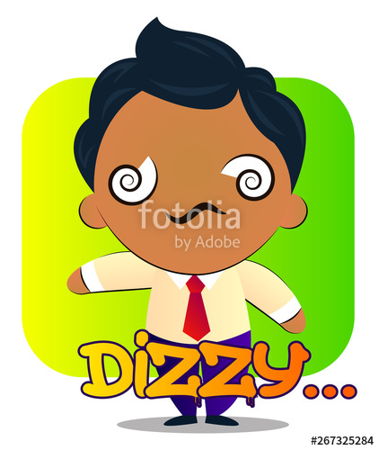 422x500 Boy In A Suit With Curly Hair Feeling Dizzy, Illustration, Vector