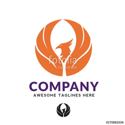500x500 Phoenix Circle Logo Vector, Best Circle Phoenix Bird Logo Design