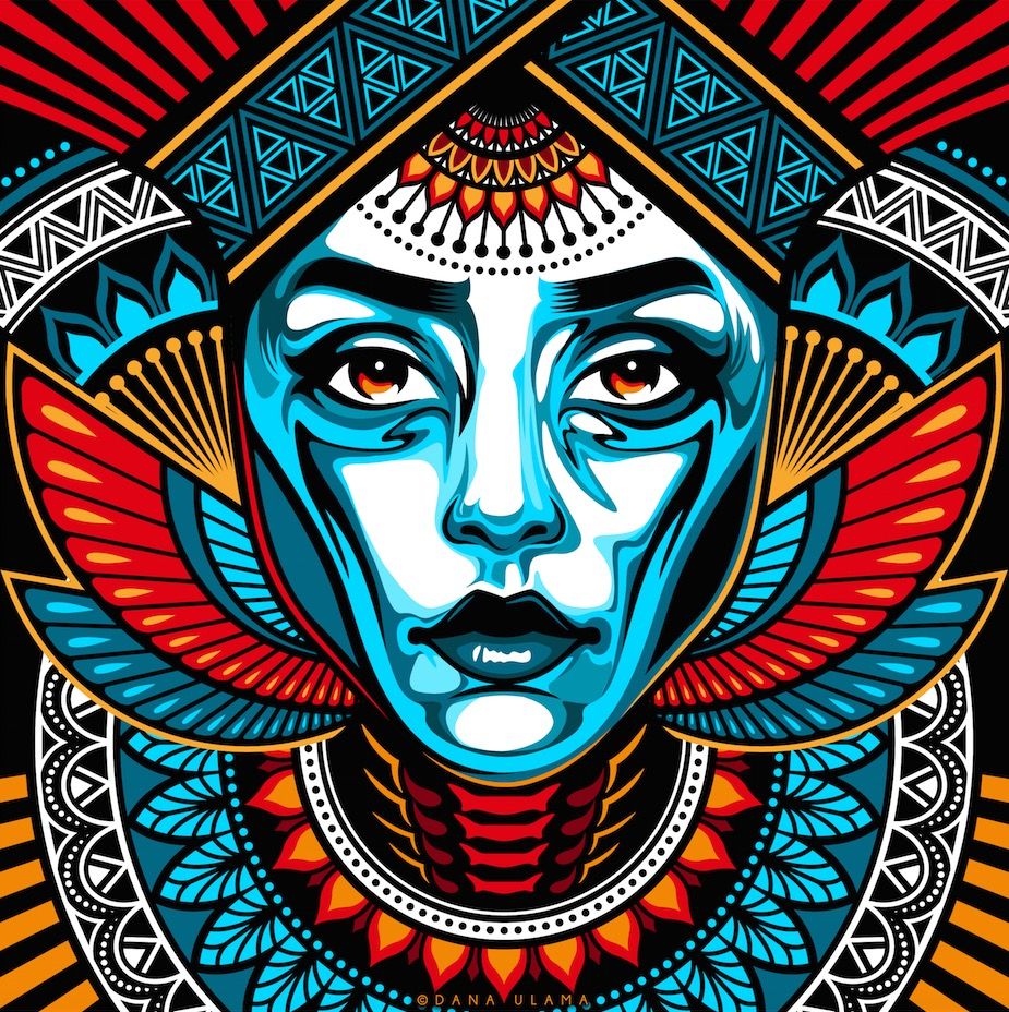 925x928 Trippy Psychedelic Queen Mandala Fashion Oriental Vector Digital