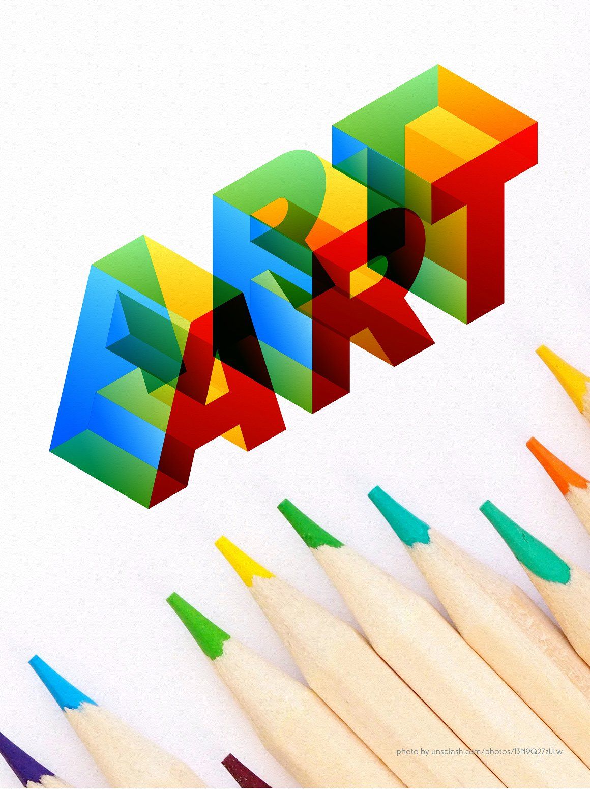 1160x1551 Vector Colored Isometric Alphabet