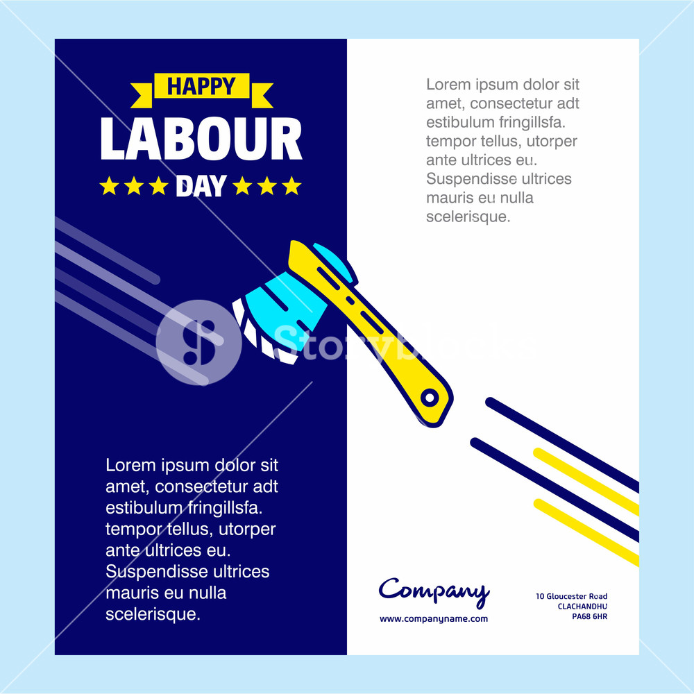 1000x1000 Happy Labour Day Design With Blue And Yellow Theme Vector With Axe