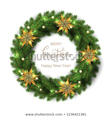 White Card With Christmas Green Wreath Vector Illustration 450x470 White Card With Christmas Green Wreath Vector Illustration