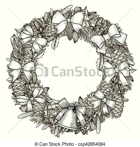 Drawing Of A Wreath 450x470 Drawing Of A Wreath