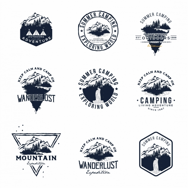 640x640 Set Of Vector Mountain And Outdoor Adventures Logo Vector Template