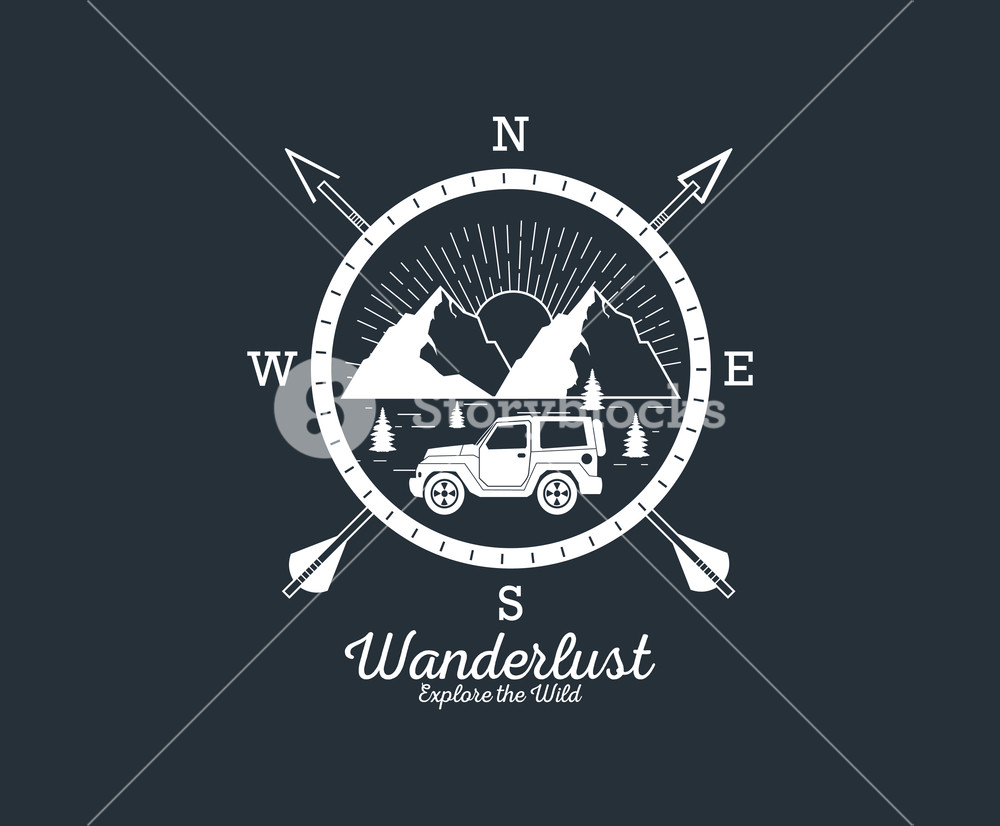 Wanderlust Mountain Camping Wilderness Adventure Logo Over Flat 1000x826 Wanderlust Mountain Camping Wilderness Adventure Logo Over Flat