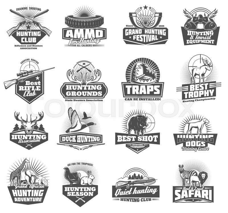 800x747 Hunting Club Symbols And Wild Animals Stock Vector Colourbox
