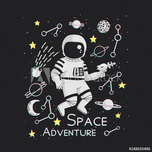 500x500 Space Adventure Vector Illustration, Poster, T Shirt Design