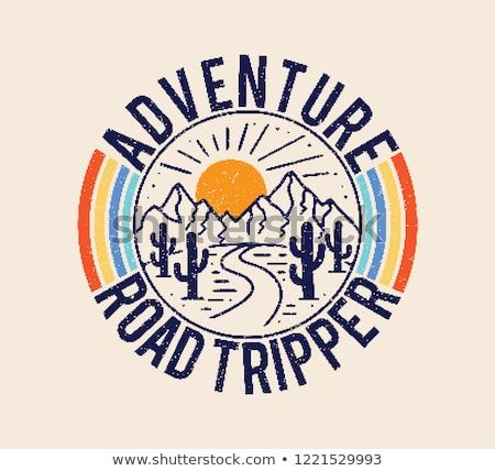 450x428 Vintage Adventure Road Tripper Mountain And Cactus Illustration