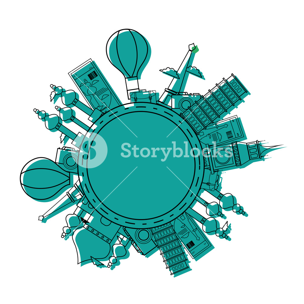 1000x1000 Color World Travel Journey Sites Adventure Vector Illustration