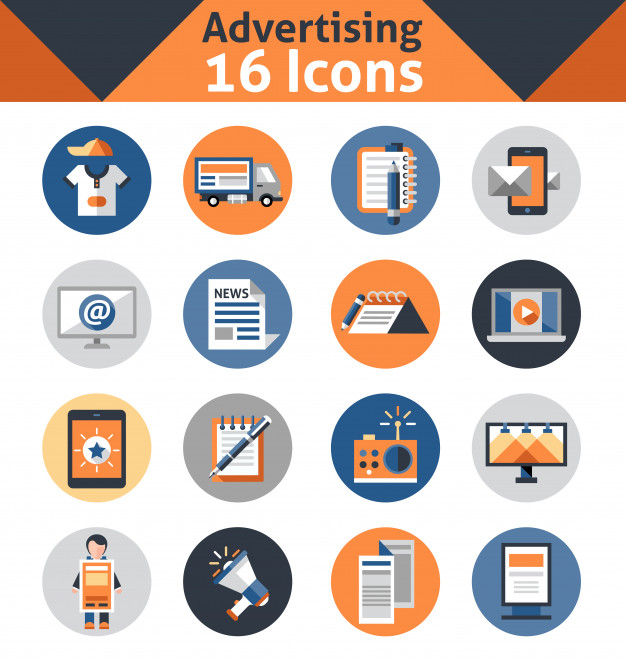 626x660 Advertising Icons Set Vector Free Download