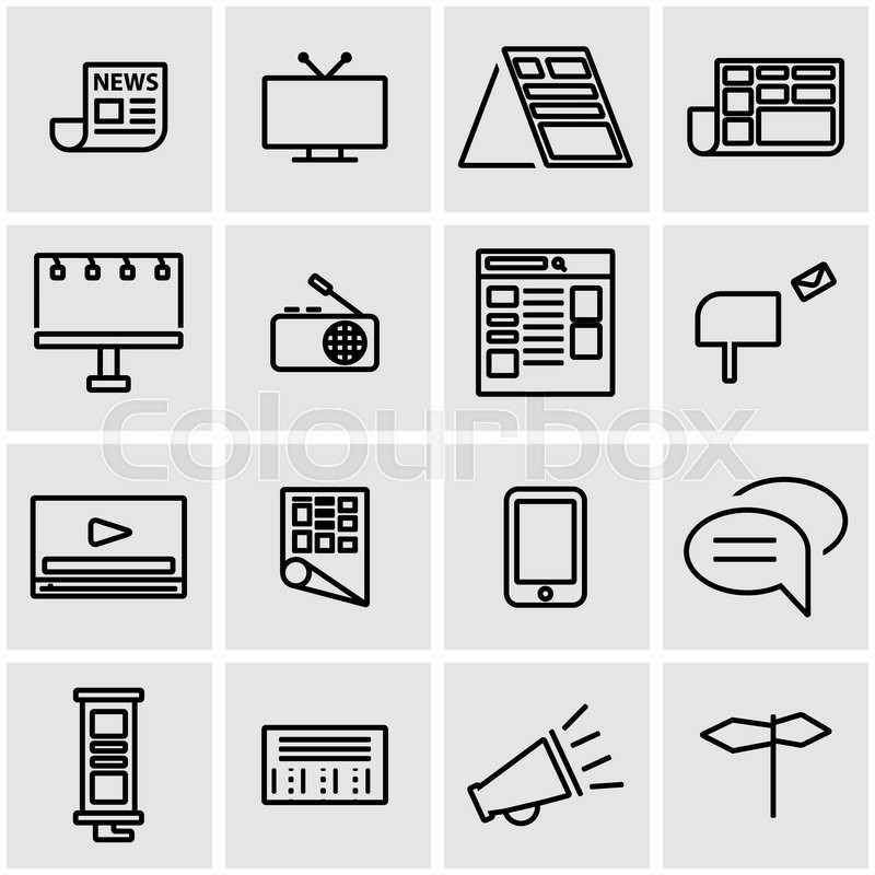 800x800 Vector Line Advertisement Icon Set Stock Vector Colourbox