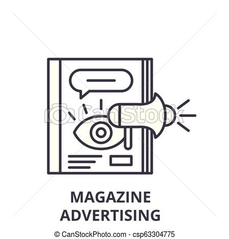 450x470 Magazine Advertising Line Icon Concept Magazine Advertising