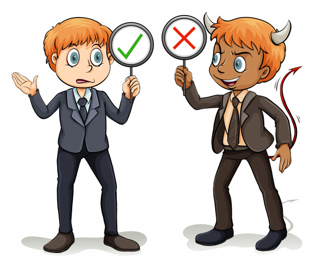 Man With A Devil's Advocate Vector Premium Download 626x535 Man With A Devil's Advocate Vector Premium Download