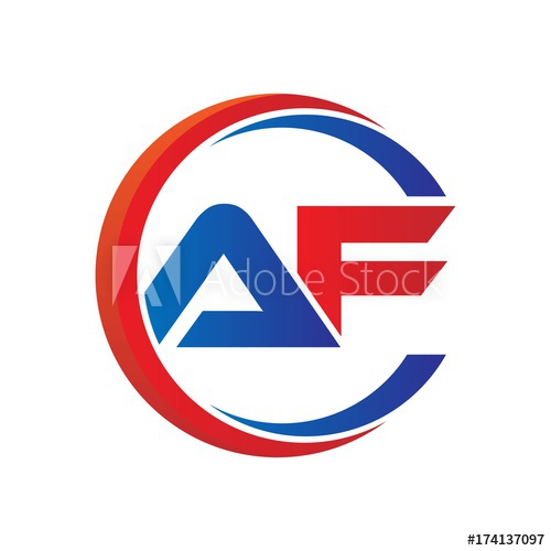500x500 Af Logo Vector Modern Initial Swoosh Circle Blue And Red