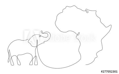 500x313 Elephant With Map Africa Outline Vector Illustration