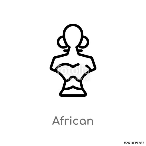 500x500 Outline African Vector Icon Isolated Black Simple Line Element