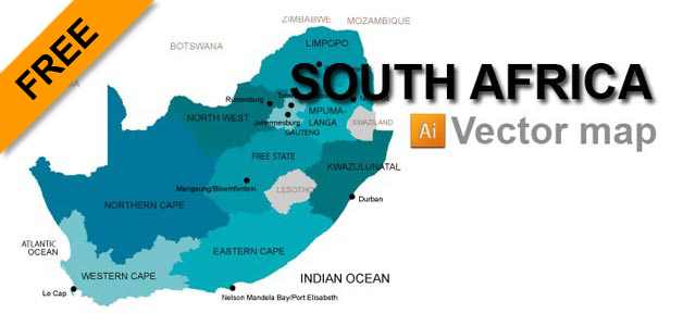 628x300 Free South Africa Vector Map