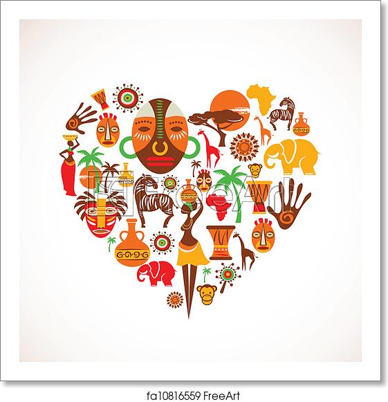 561x581 Free Art Print Of Heart With Africa Vector Icons Heart