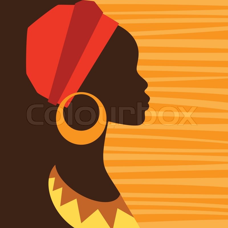 800x800 Silhouette Of African Girl In Profile Stock Vector Colourbox