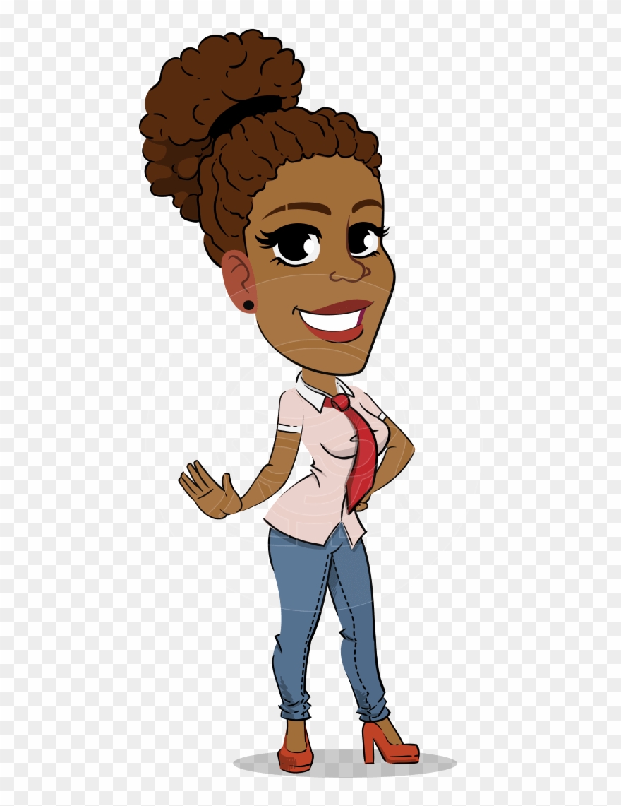Flat Cartoon African American Girl Vector Character 880x1141 Flat Cartoon African American Girl Vector Character
